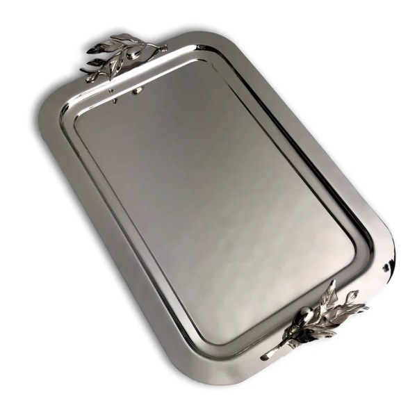 Stainless Steel tray measures: 17 3/4 inches long x 13 3/4 inches wide. 